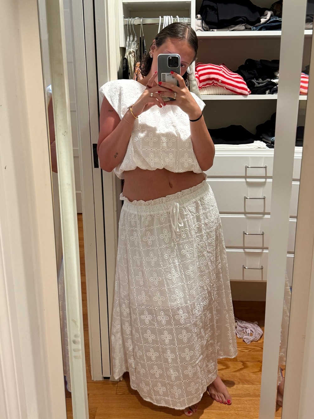 Impressions White Eyelet Maxi Skirt